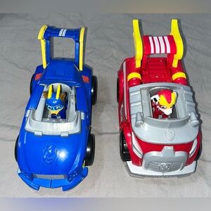 PAW Patrol Mighty Chase & Mighty Marshall + Their Vehicles - EXCELLENT COND.